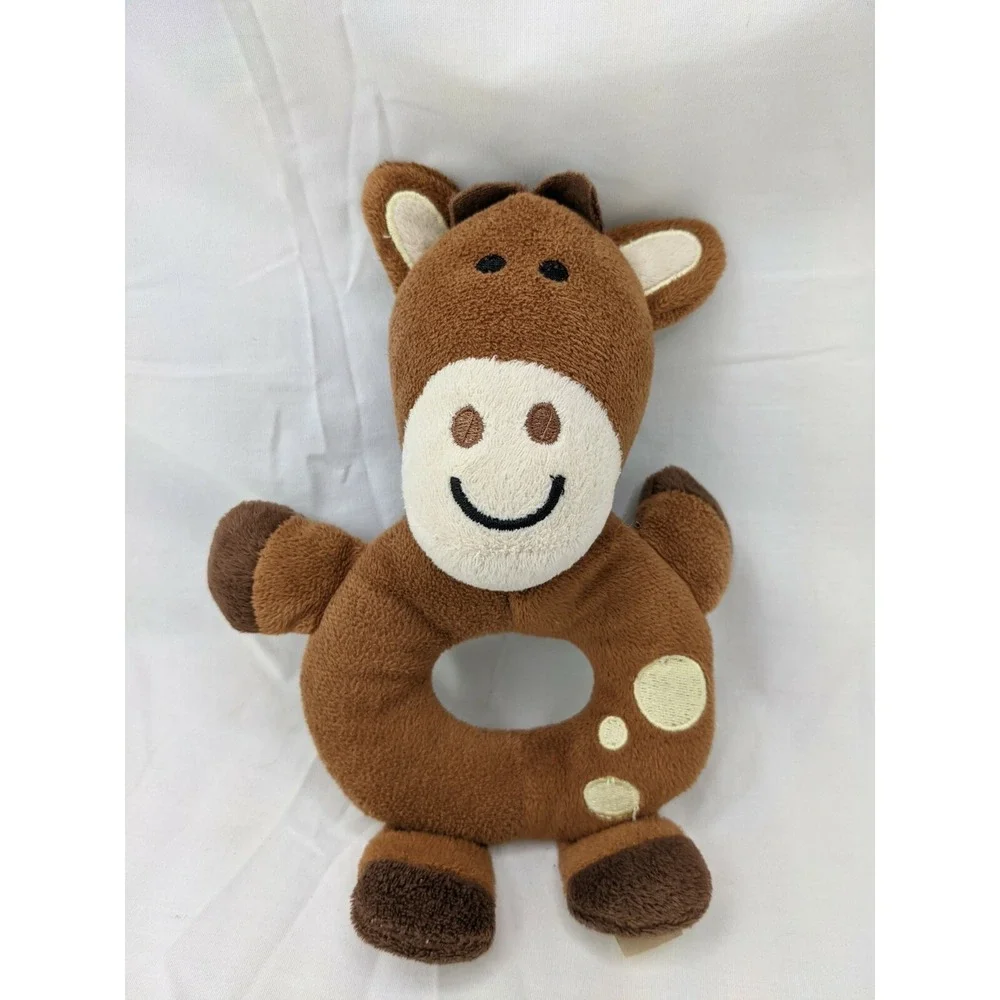 Dan Dee‎ Brown Horse Rattle Plush 9 Inch Grabber Ring Stuffed Animal Toy
